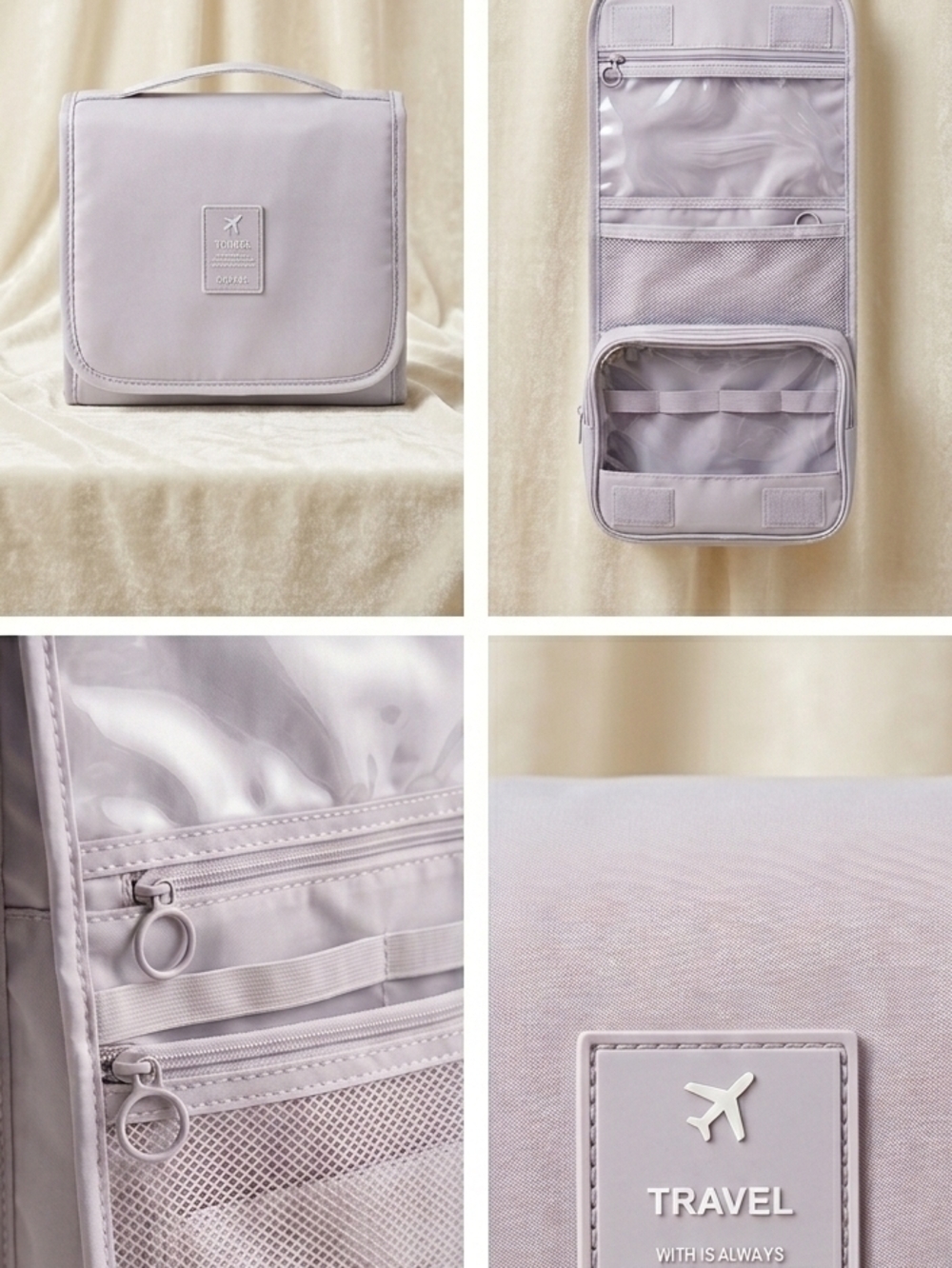 Travel Hanging Toiletry Bag - Light Gray